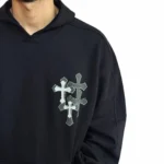 هودی مردانه مشکی مدل cross کد MD845 - تصویر 3