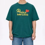 تی شرت مردانه Peace and Love سبز کد MTMP100